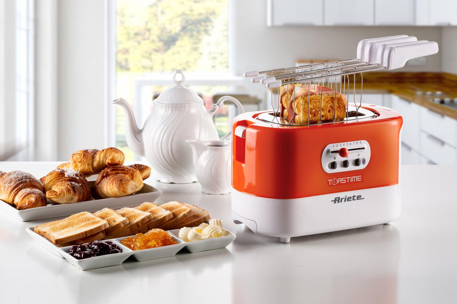 Tostapane con Pinze Ariete 159 Toastime 700 Watt Bianco e Arancio