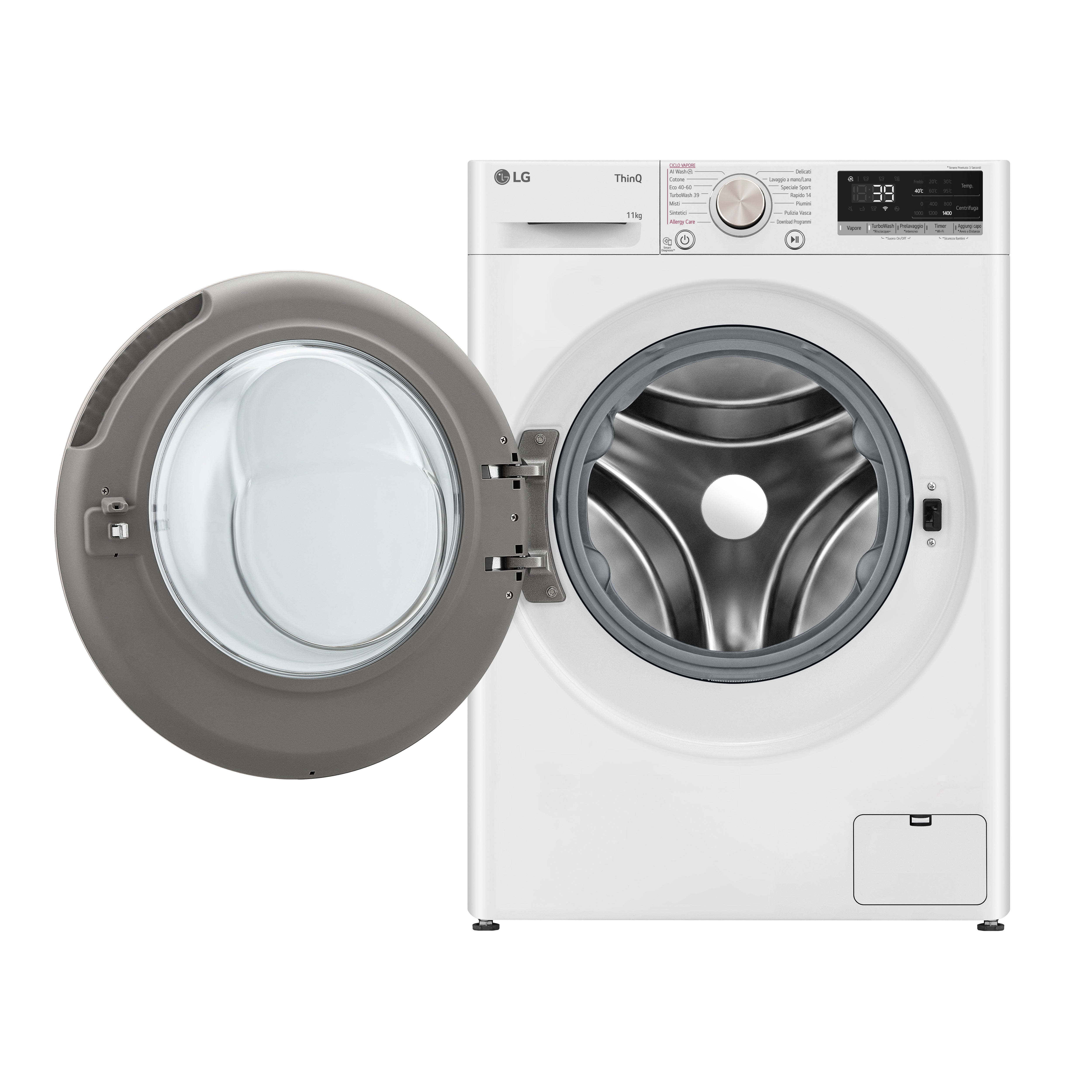 Lavatrice a Vapore Libera Installazione Caricamento Frontale LG F4R7011TSWG 11kg Classe A 1400 giri Bianco