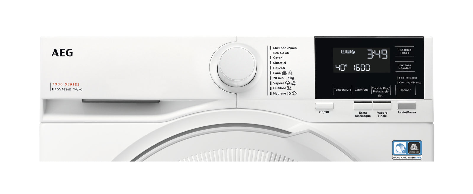 Lavatrice Libera Installazione Caricamento Frontale AEG Serie 7000 ProSteam LR7G86CW 8 kg 1600 Giri/min Bianco