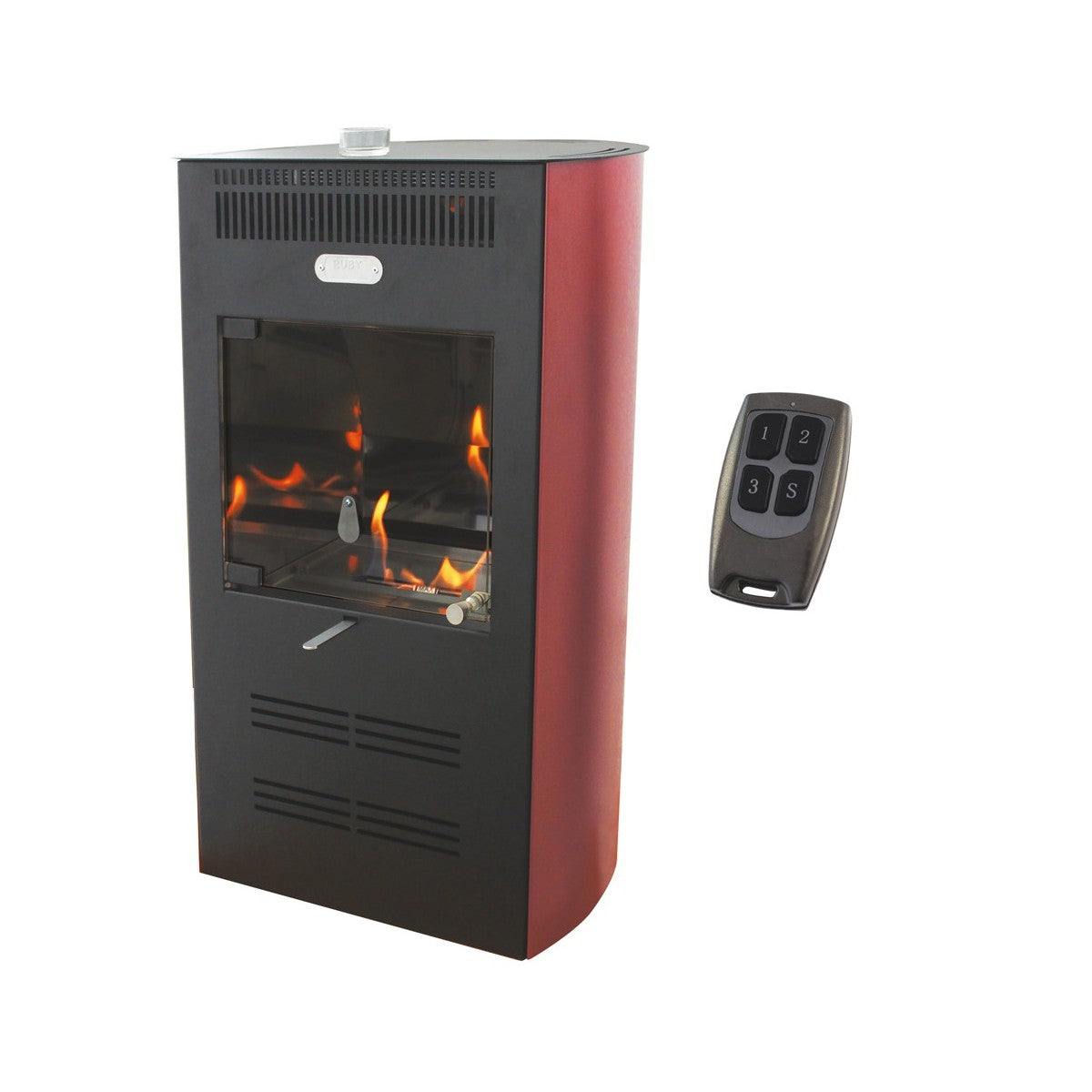 Poêle à bioéthanol TECNOAIR SYSTEM, modèle Ruby Elegance 3 kW - Coloris Bordeaux