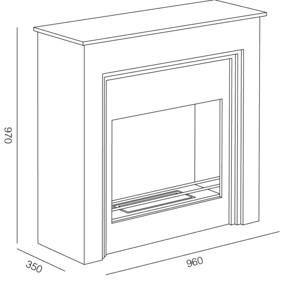 TECNOAIR SYSTEM Camino a Bioetanolo Ruby da Pavimento Modello CONEGLIANO Da 2,5 kW - Colore Bianco