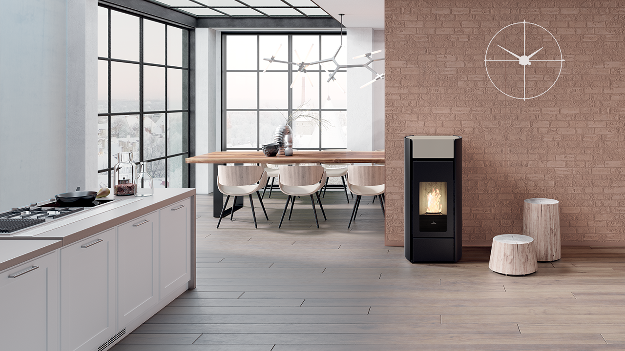 Termostufa a Pellet EdilKamin Modello Myrna H 15 Evo Da 15 Kw - Vari Colori