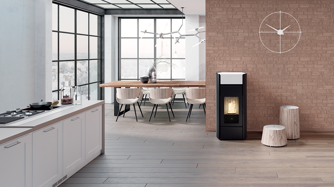 Termostufa a Pellet EdilKamin Modello Myrna H 15 Evo Da 15 Kw - Vari Colori